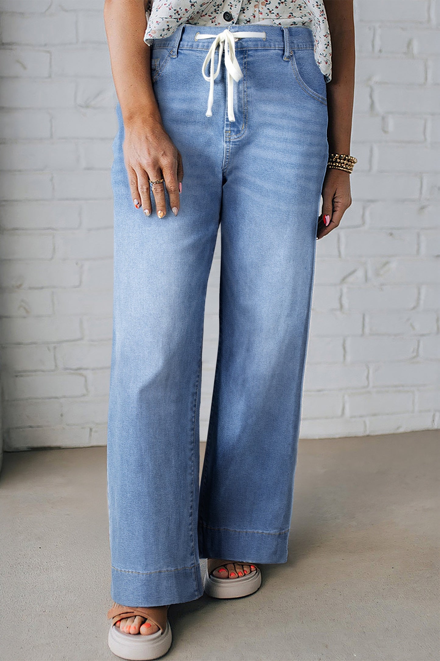 Iceland Blue Acid Wash Lace Up Plus Size Jeans