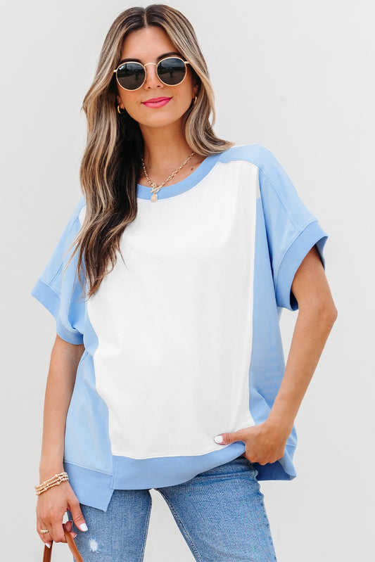 Sky Blue Exposed Seam T Shirt