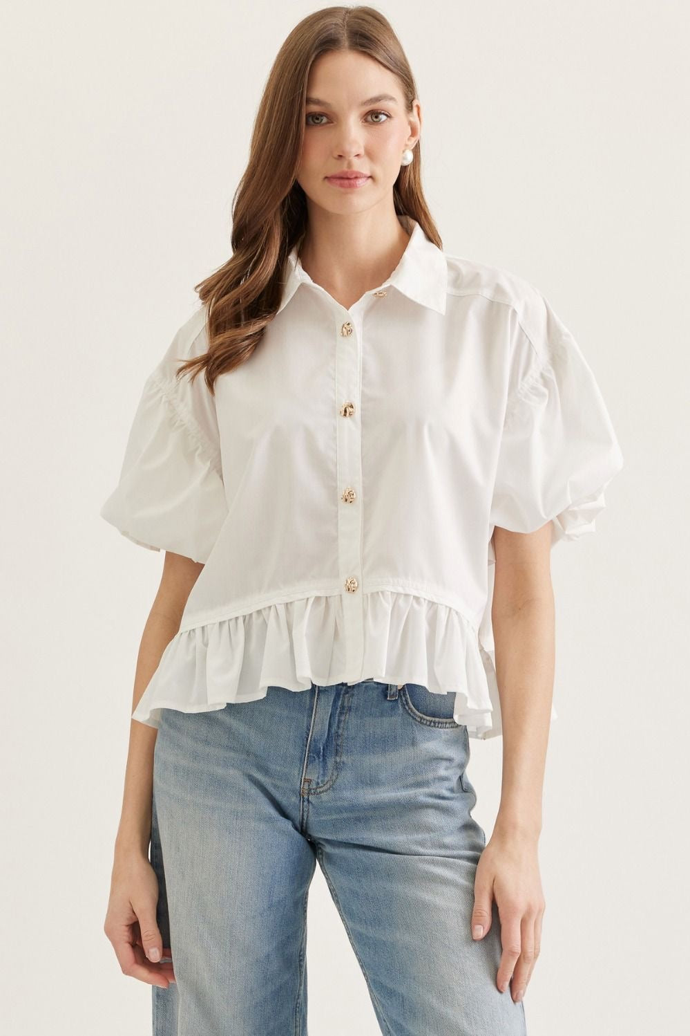 White Blouse With Gold Buttons