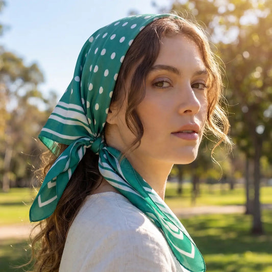 Green Polka Dot WIth Stripe Border Bandana