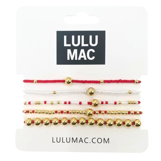 Red and White Bracelet Set