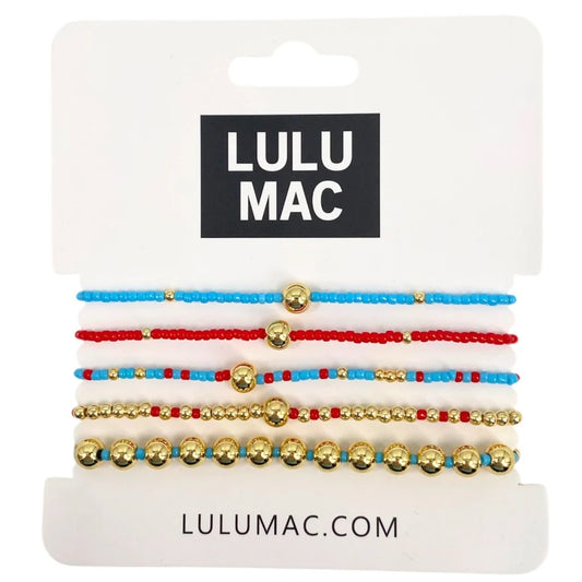 Red and Powder Blue Bracelet Set