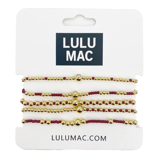 lulumac maroon and gold braclet set