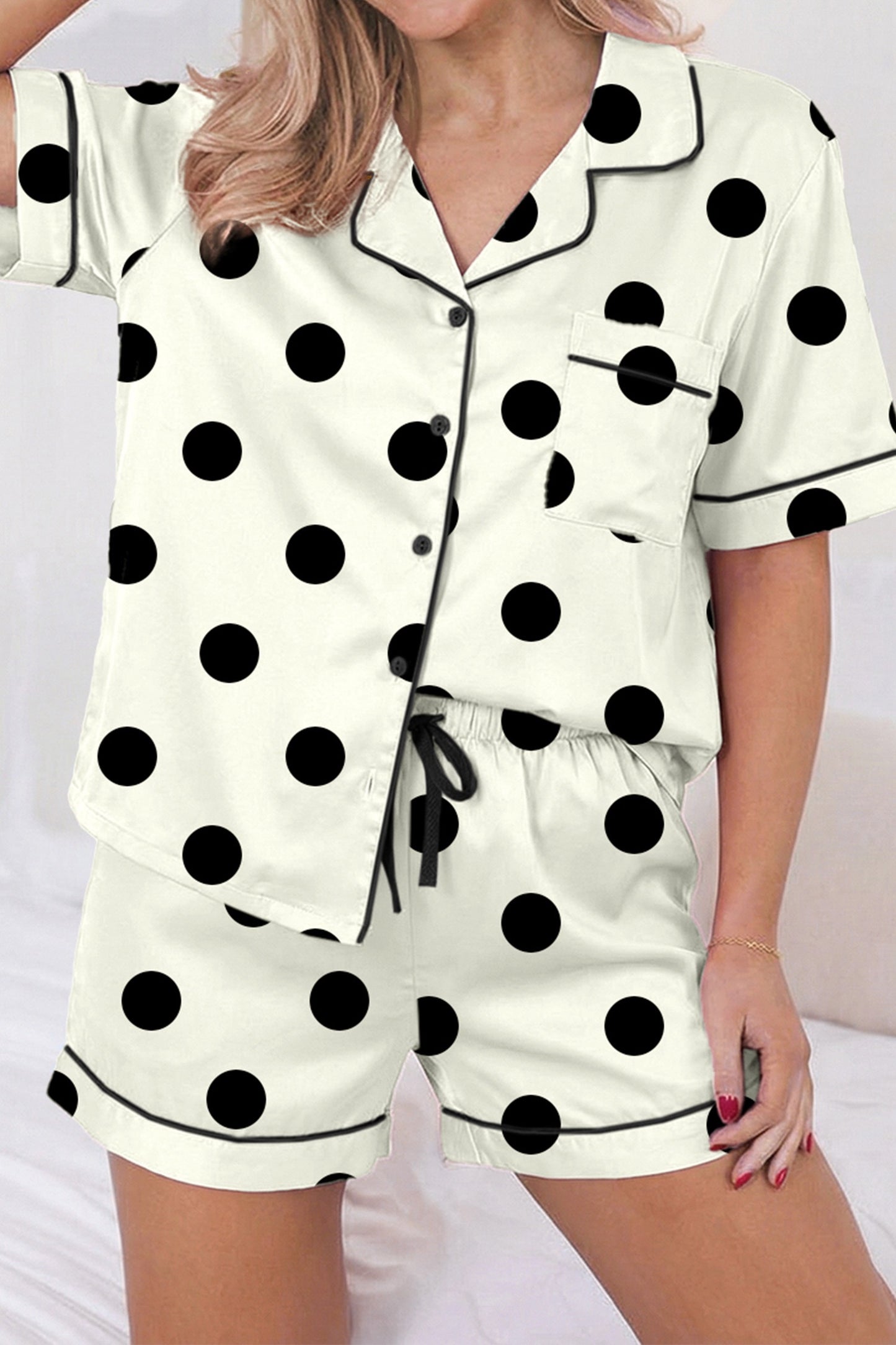 Beige Polka Dot Pajama Set