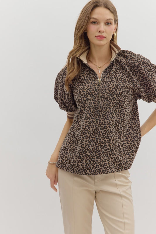 Mocha 1/4 Zip Top