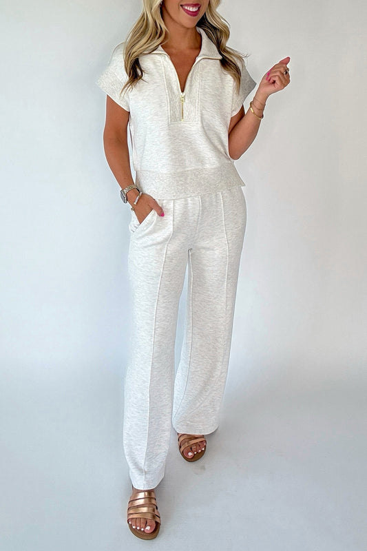 Light Grey Half Zip Pant Set