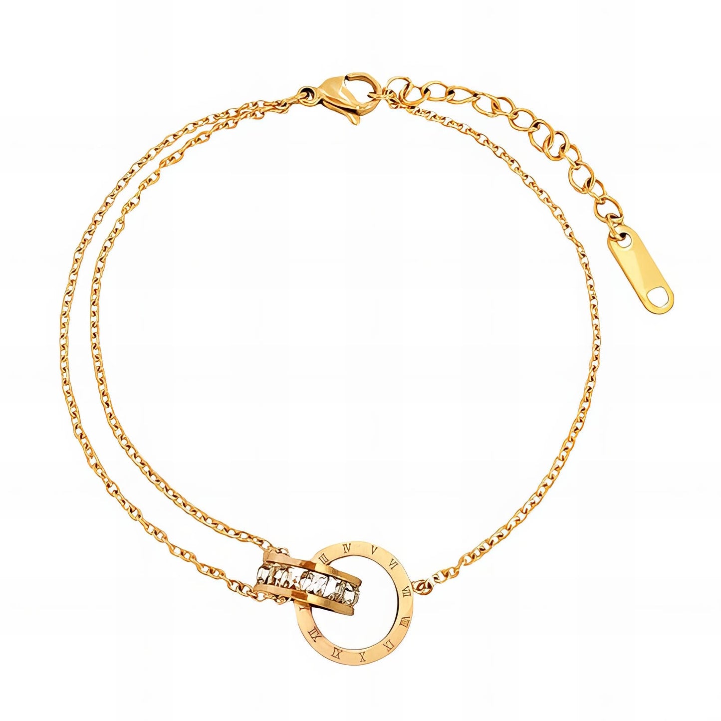 Roman Numeral Anklet 18K Gold Plated Steel