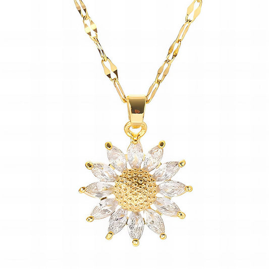 Blinged Flower Gold Plated Steel